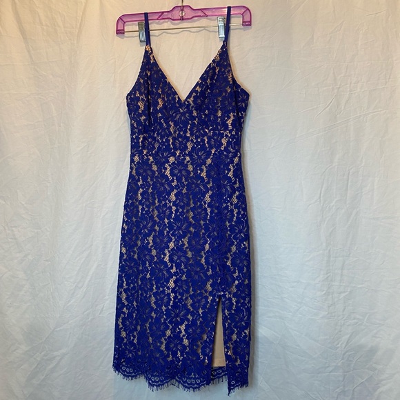 LuLus Blue Lace She’s a Knockout Bodycon Mini Dress - Picture 3 of 14